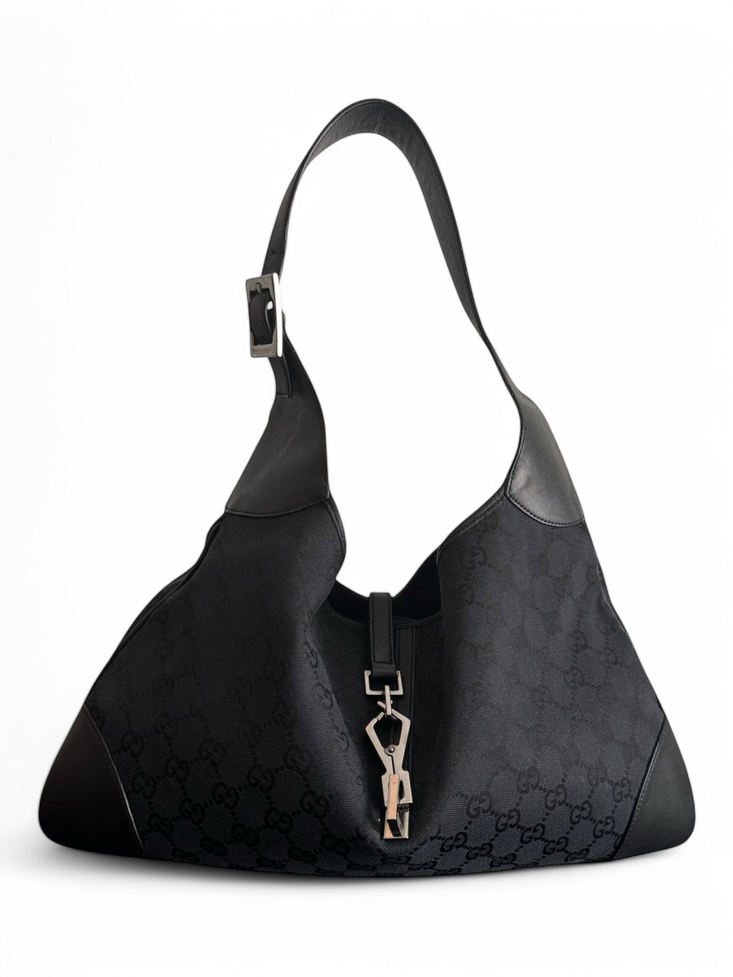 2000s Gucci Black GG Monogram Jackie Bag
