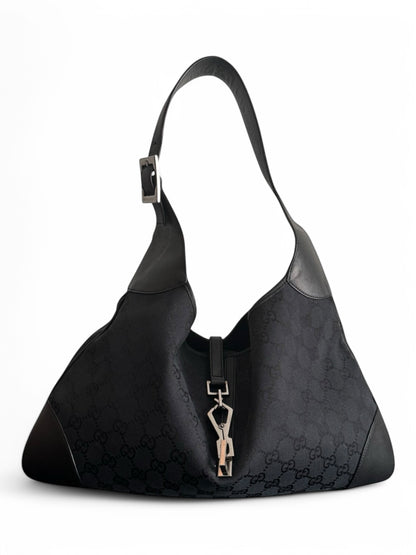2000s Gucci Black GG Monogram Jackie Bag