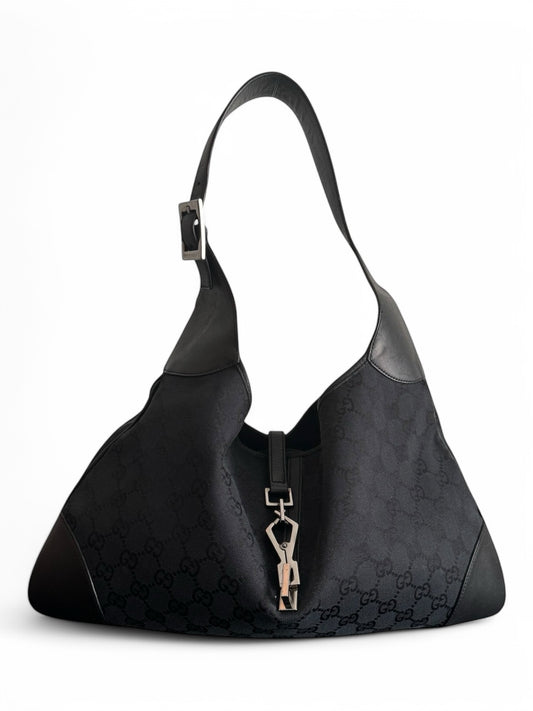 2000s Gucci Black GG Monogram Jackie Bag