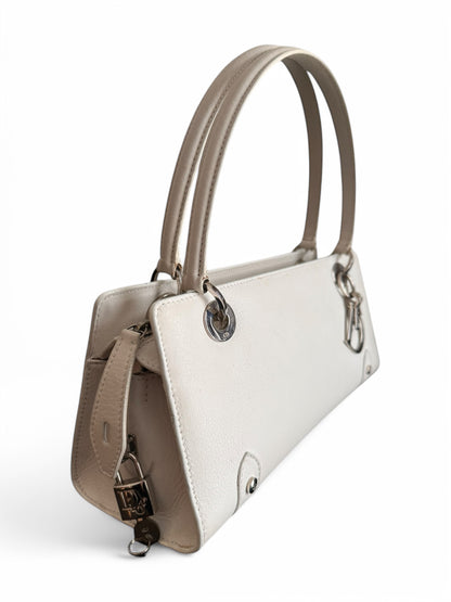 Vintage White Leather Lady Dior East West Bag