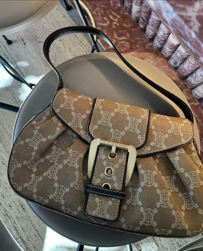 Vintage Brown Leather Celine Monogram Bag