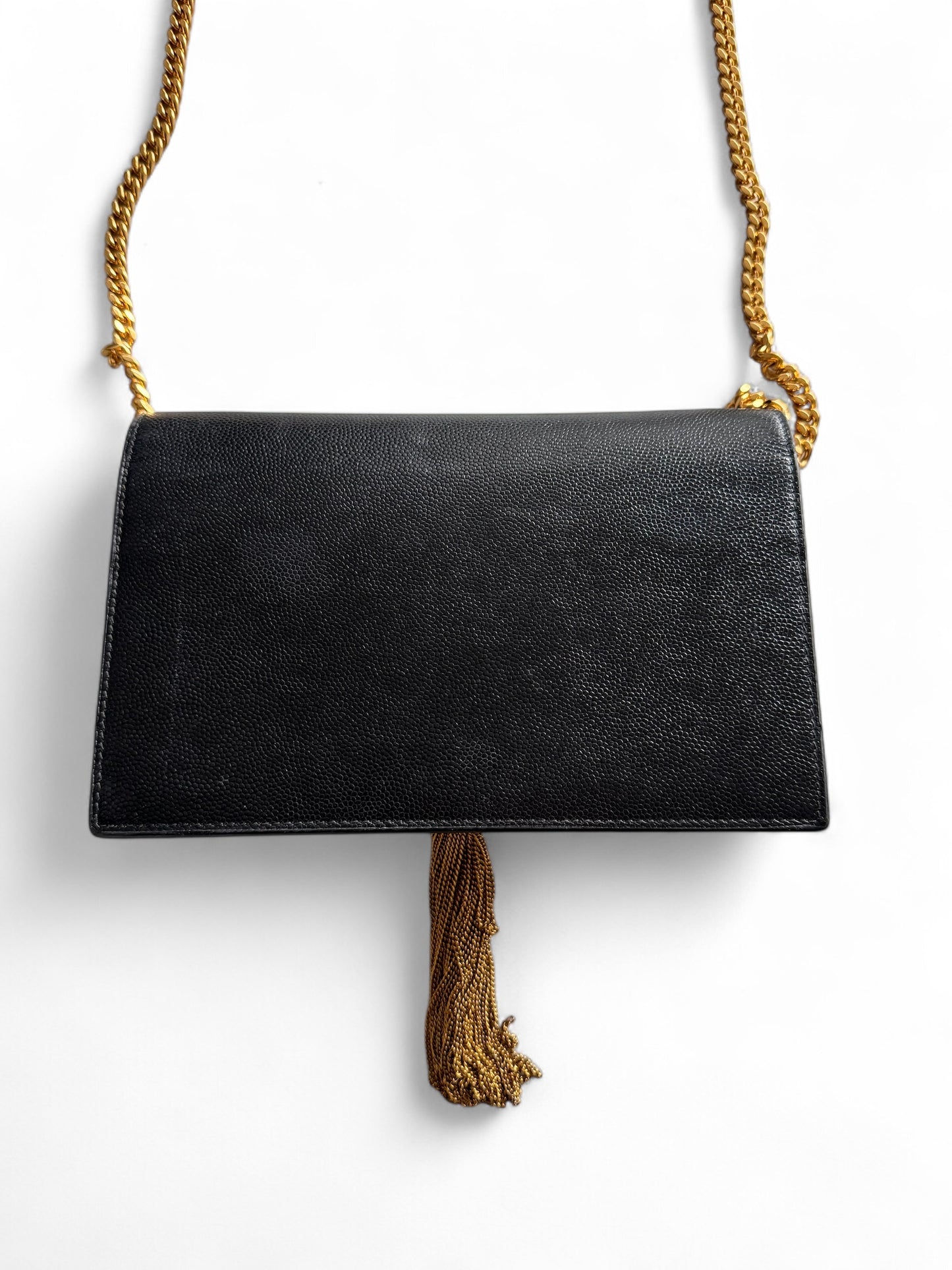 Saint Laurent Black Pebble Calf Leather Kate WOC