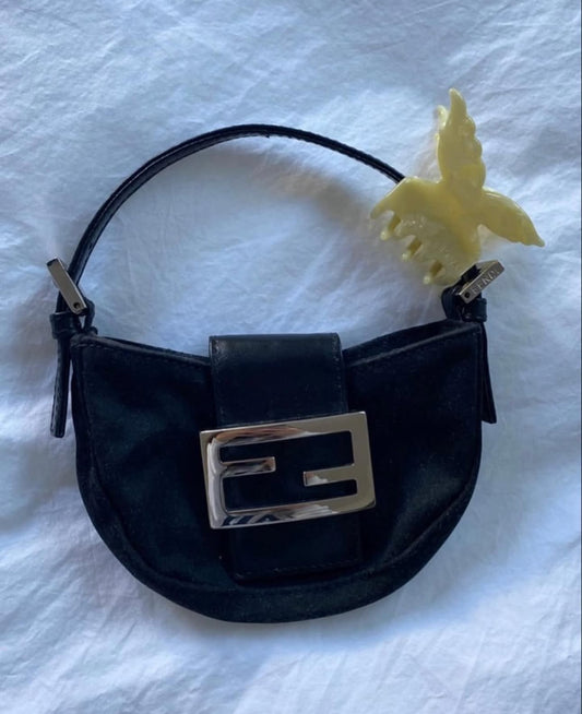 Fendi Black Canvas Nano Croissant Bag