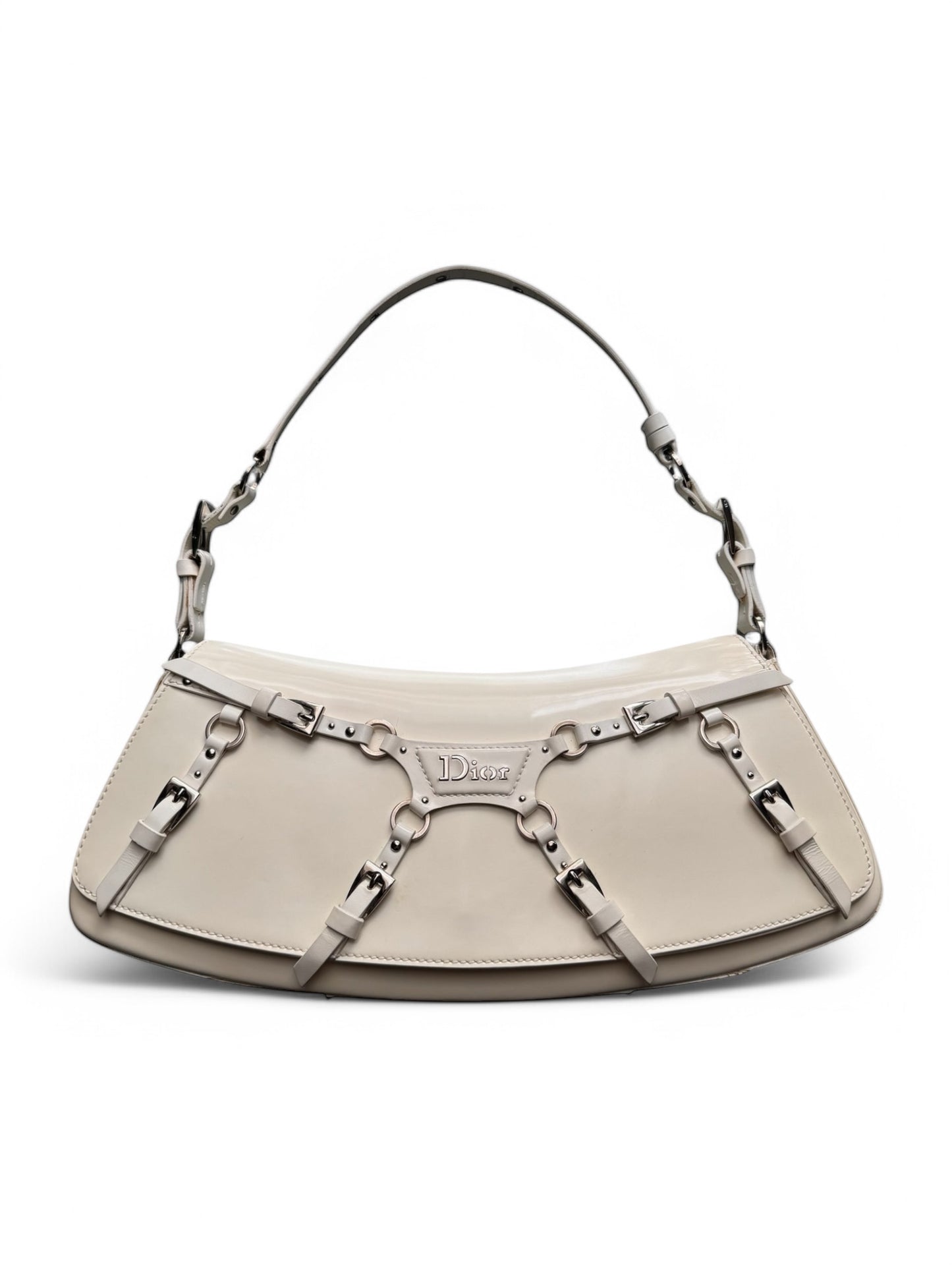 SUPER RARE Christian Dior Galliano White Bondage Shoulder Bag