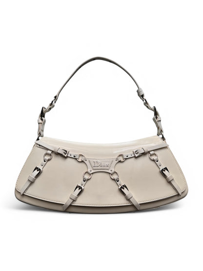 SUPER RARE Christian Dior Galliano White Bondage Shoulder Bag