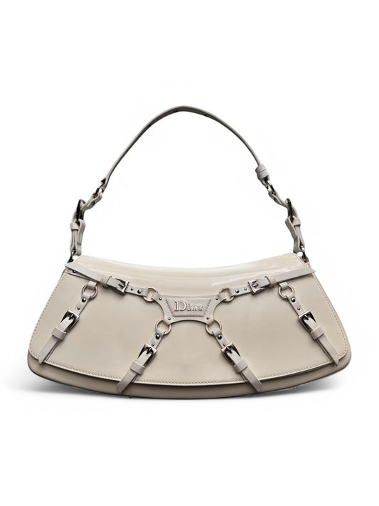 SUPER RARE Christian Dior Galliano White Bondage Shoulder Bag