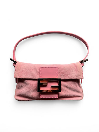 Vintage Pink Suede Mini Fendi Baguette