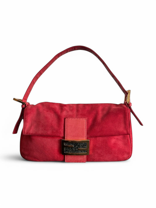 2000s Red Suede Fendi Baguette
