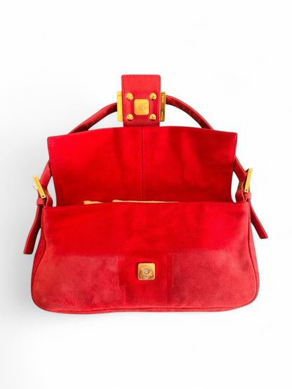 2000s Red Suede Fendi Baguette