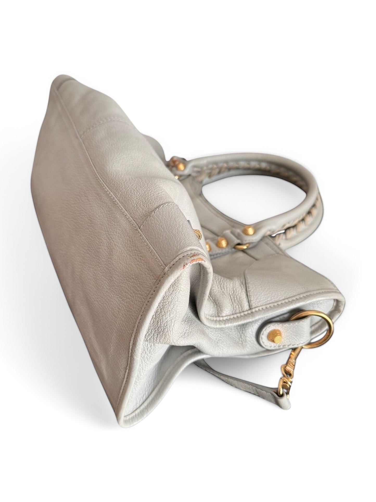 2000s Balenciaga Light Grey Leather City Bag