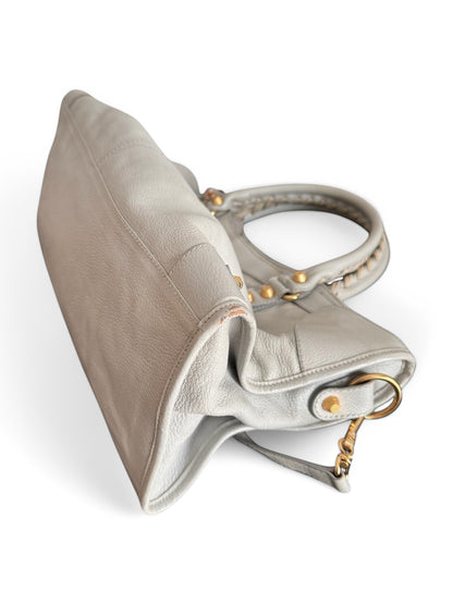 2000s Balenciaga Light Grey Leather City Bag
