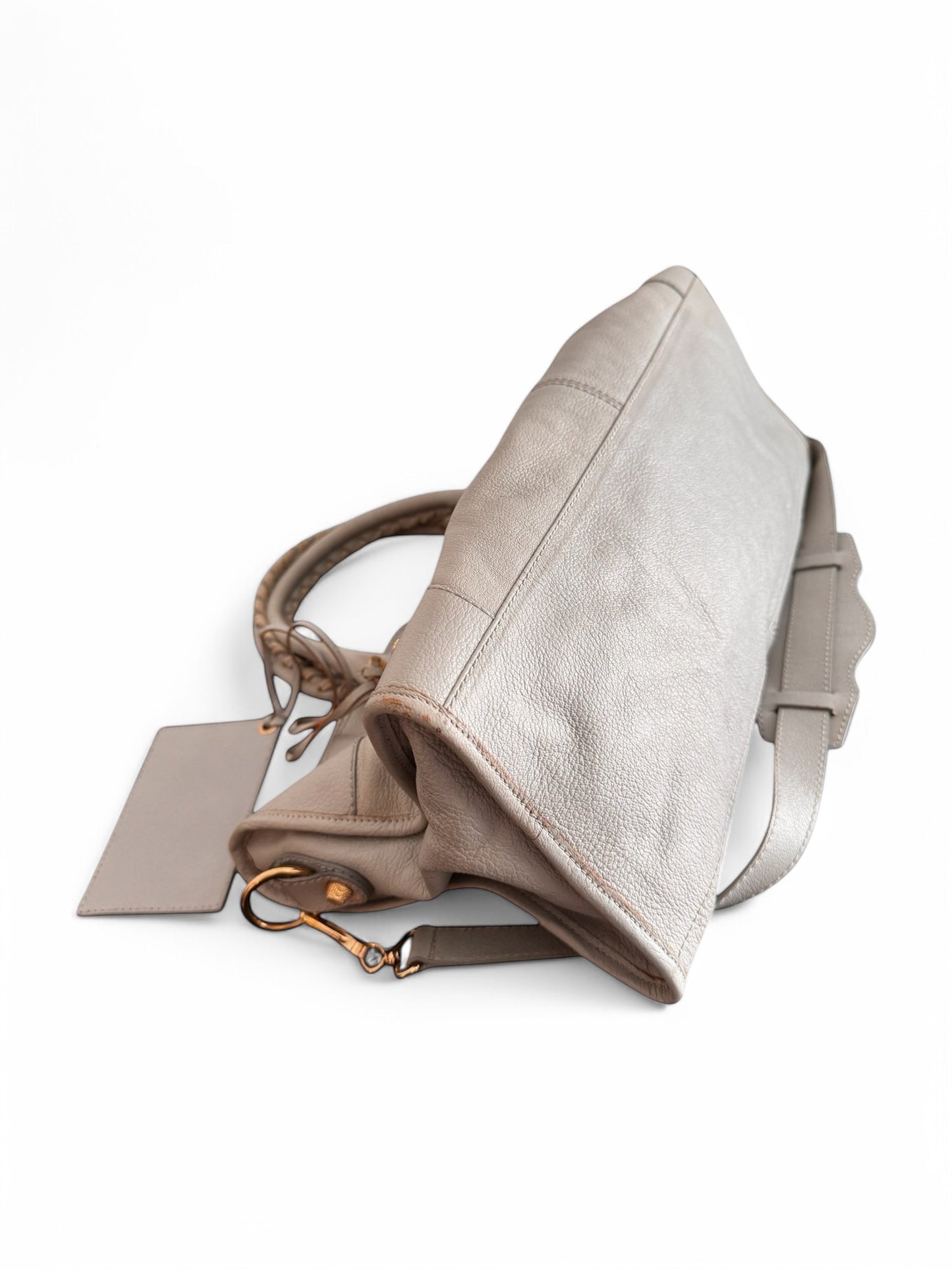 2000s Balenciaga Light Grey Leather City Bag